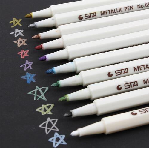 STA 10 Colors Lot Metallic Marker Pen