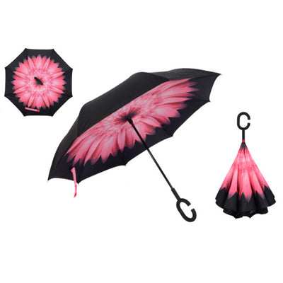 Windproof Reverse Folding Double Layer Inverted Umbrella Self Stand