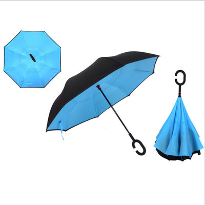 Windproof Reverse Folding Double Layer Inverted Umbrella Self Stand