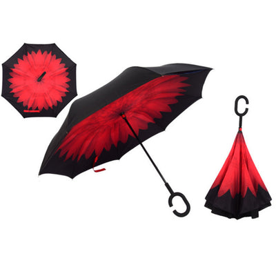 Windproof Reverse Folding Double Layer Inverted Umbrella Self Stand