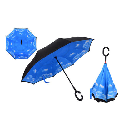 Windproof Reverse Folding Double Layer Inverted Umbrella Self Stand