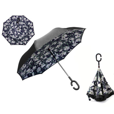 Windproof Reverse Folding Double Layer Inverted Umbrella Self Stand