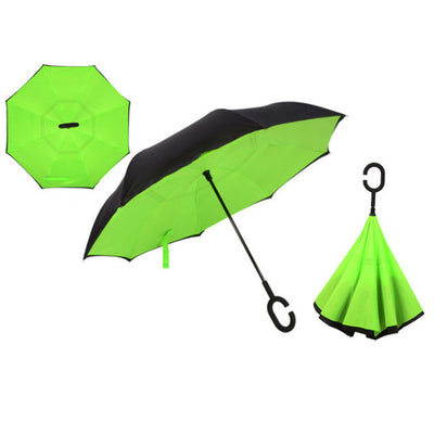 Windproof Reverse Folding Double Layer Inverted Umbrella Self Stand