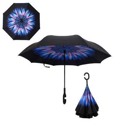 Windproof Reverse Folding Double Layer Inverted Umbrella Self Stand