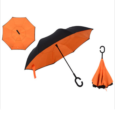 Windproof Reverse Folding Double Layer Inverted Umbrella Self Stand