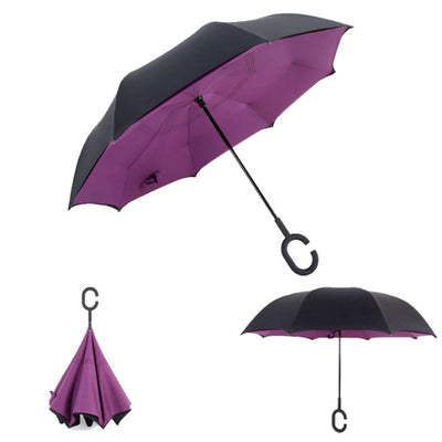 Windproof Reverse Folding Double Layer Inverted Umbrella Self Stand