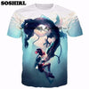 SOSHIRL Poker T Shirt Funny Letter 3D T Shirt Men's Summer Tops US Size