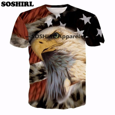 SOSHIRL Poker T Shirt Funny Letter 3D T Shirt Men's Summer Tops US Size