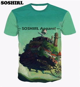 SOSHIRL Poker T Shirt Funny Letter 3D T Shirt Men's Summer Tops US Size