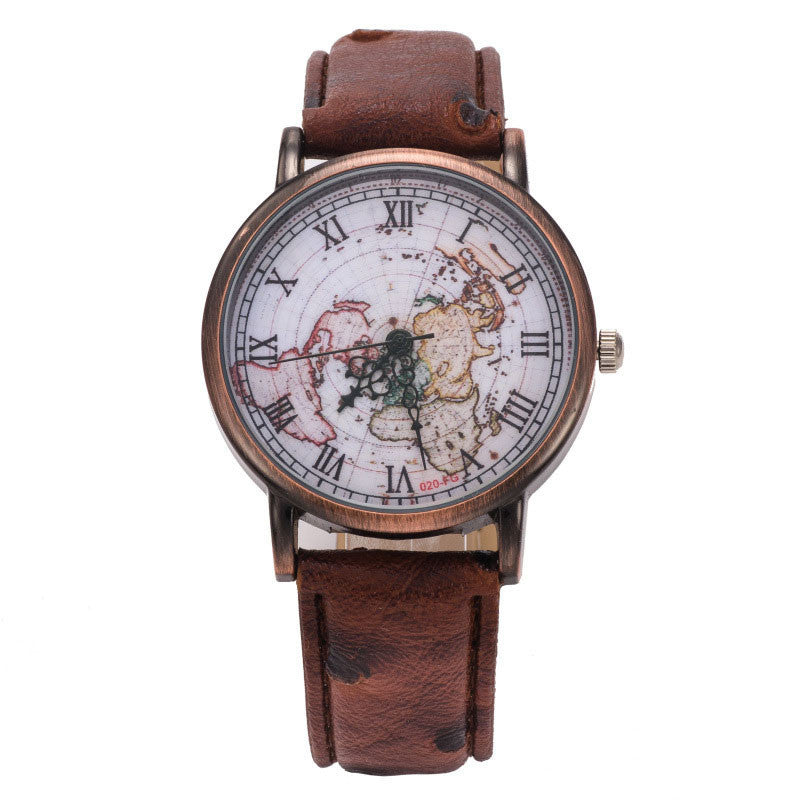 Retro Watches World Map Pattern