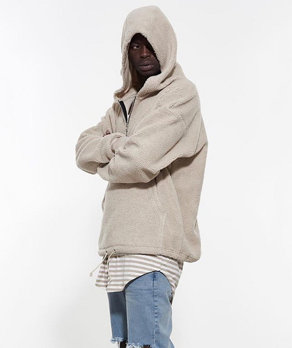 WEST NINETIES Half Zipped Sherpa Hoodie