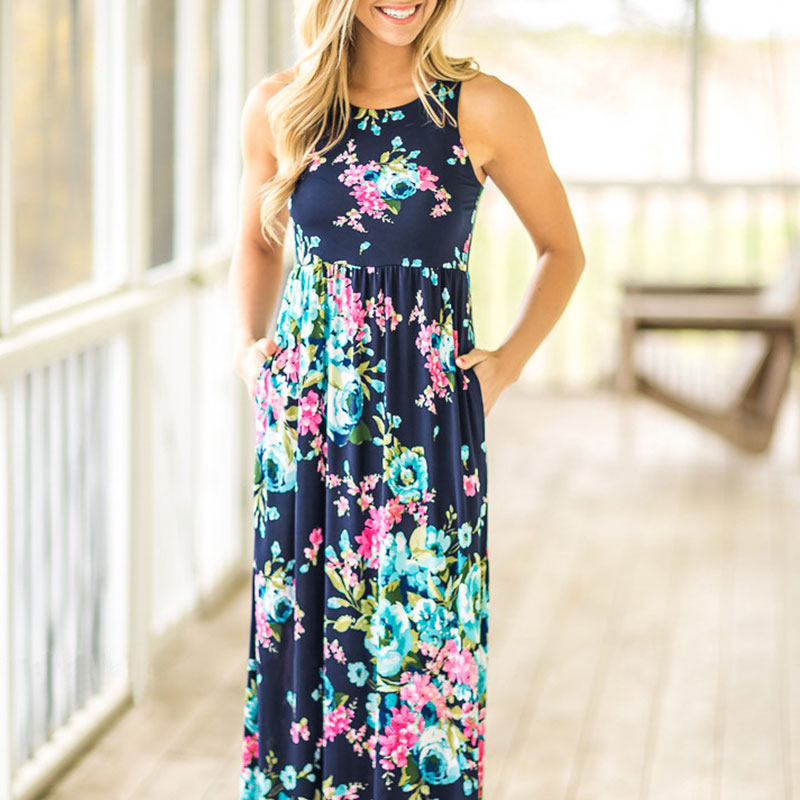 Women’s Navy Floral Maxi Dress