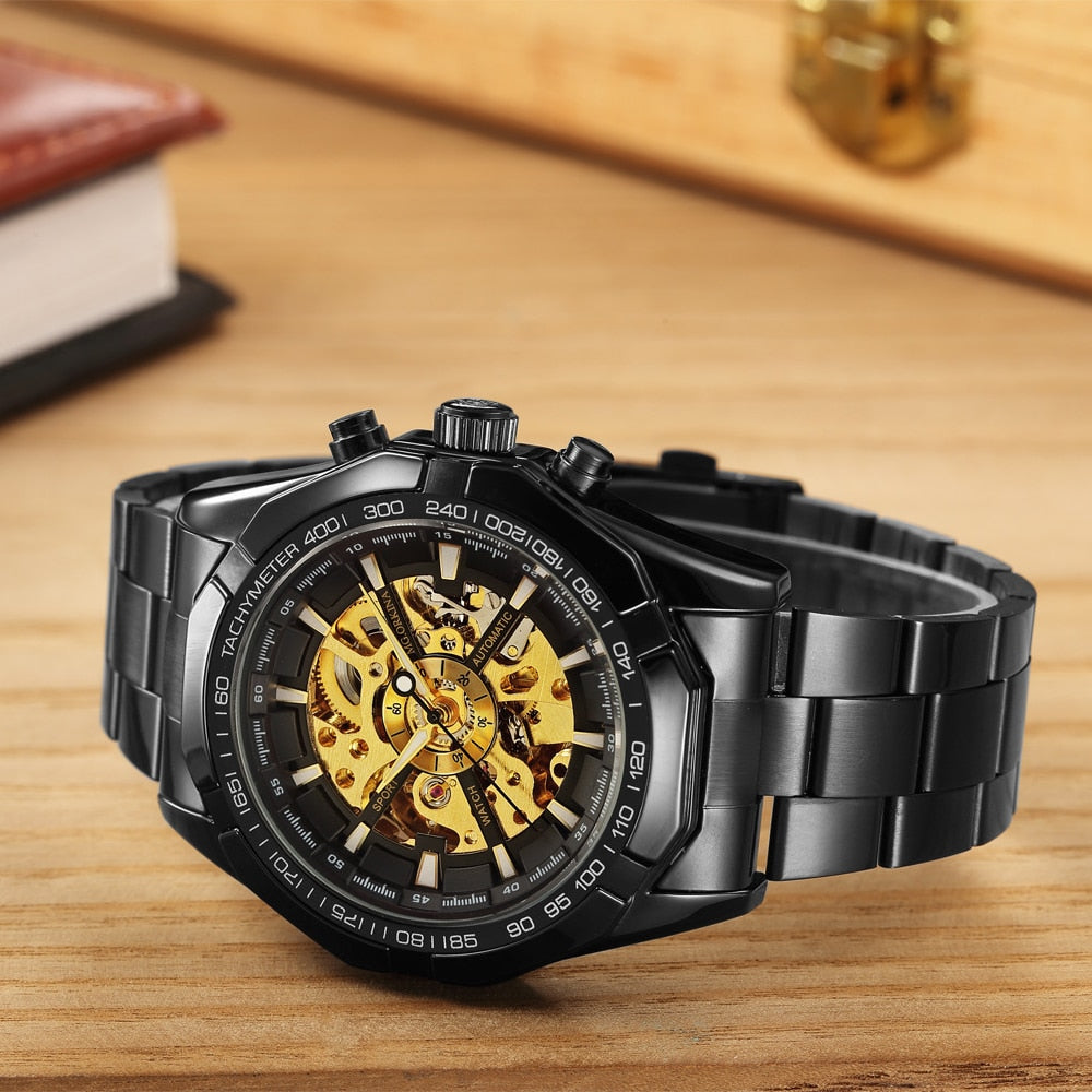 Gold Transparent  Mechanical Men Wrist Watches