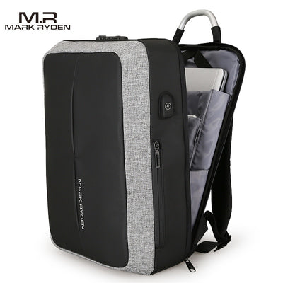 MARK RYDEN ANTI-THEFT BACKPACK WITH TSA LOCK USB RECHARGING