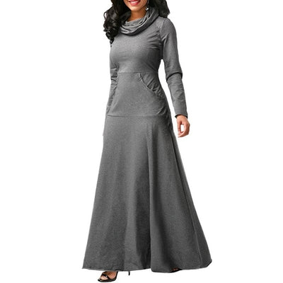 Women Long Sleeve Maxi Dress With Pocket