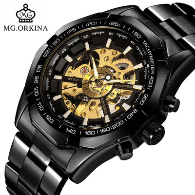 Gold Transparent  Mechanical Men Wrist Watches