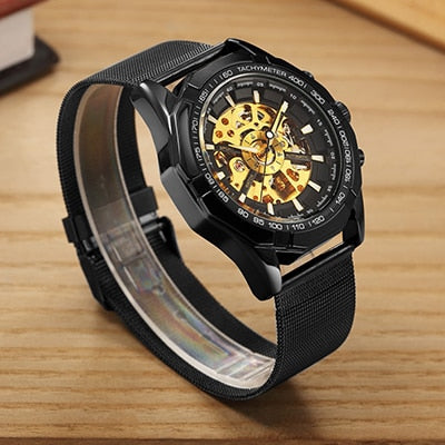 Gold Transparent  Mechanical Men Wrist Watches