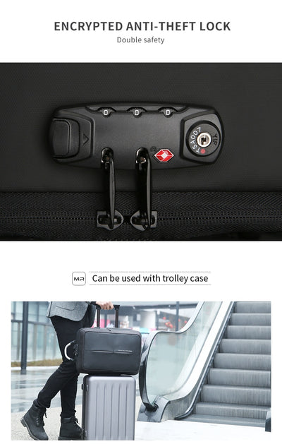 MARK RYDEN ANTI-THEFT BACKPACK WITH TSA LOCK USB RECHARGING